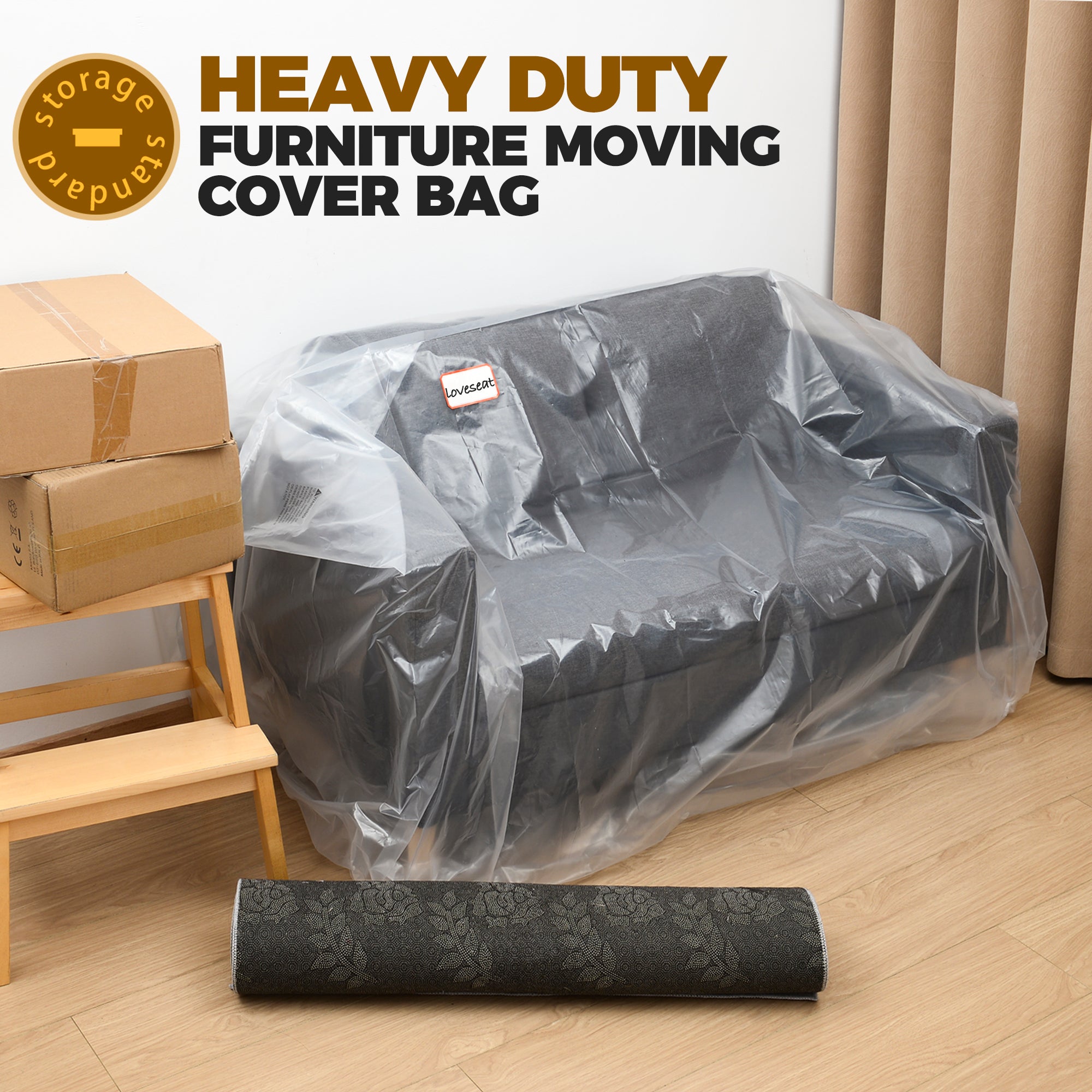 Moving Cover Plastic Furniture Covers for Moving - Heavy-Duty Loveseat Cover for Lo ...