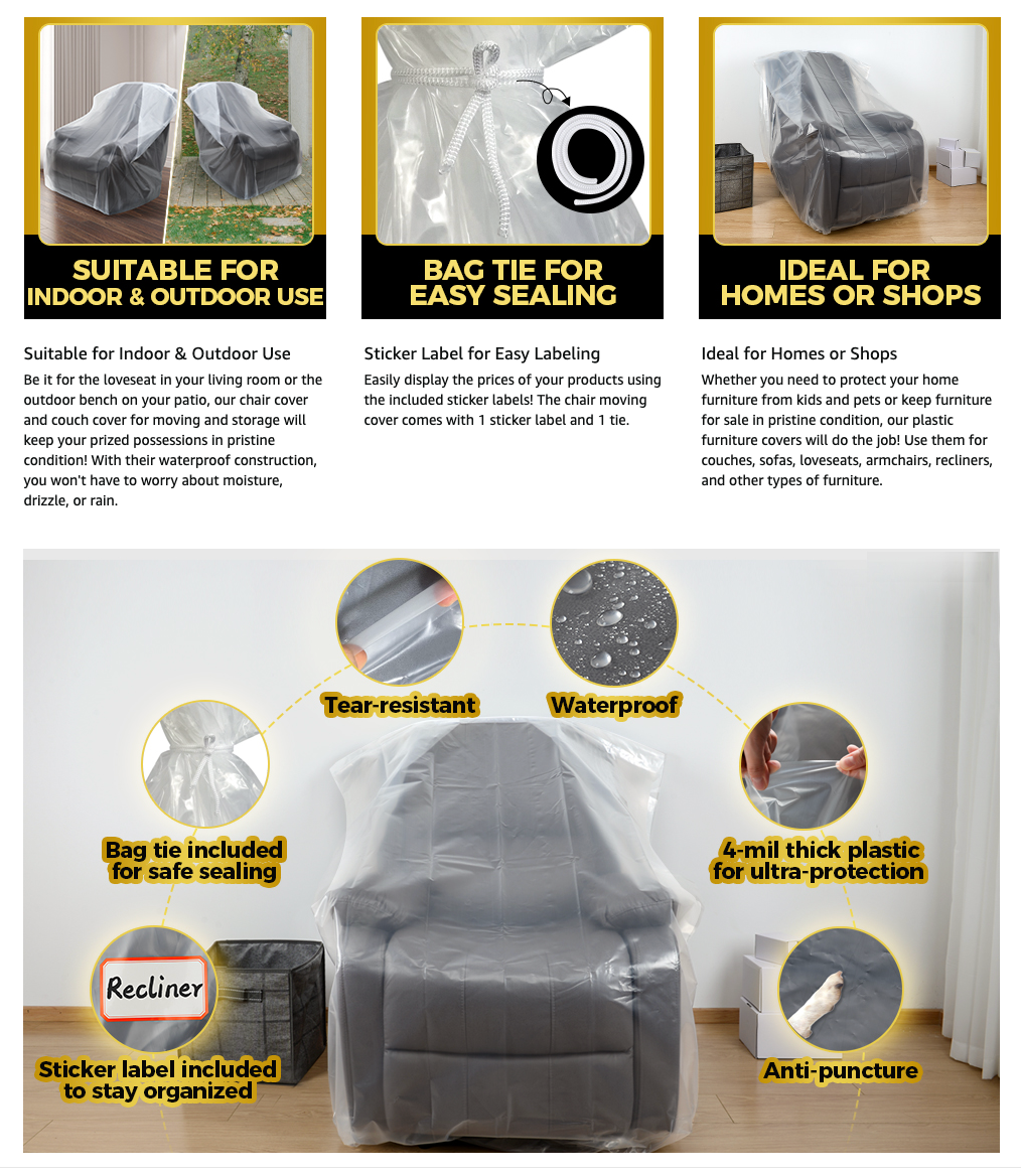 Plastic Furniture Covers For Moving & Storage – Heavy-Duty