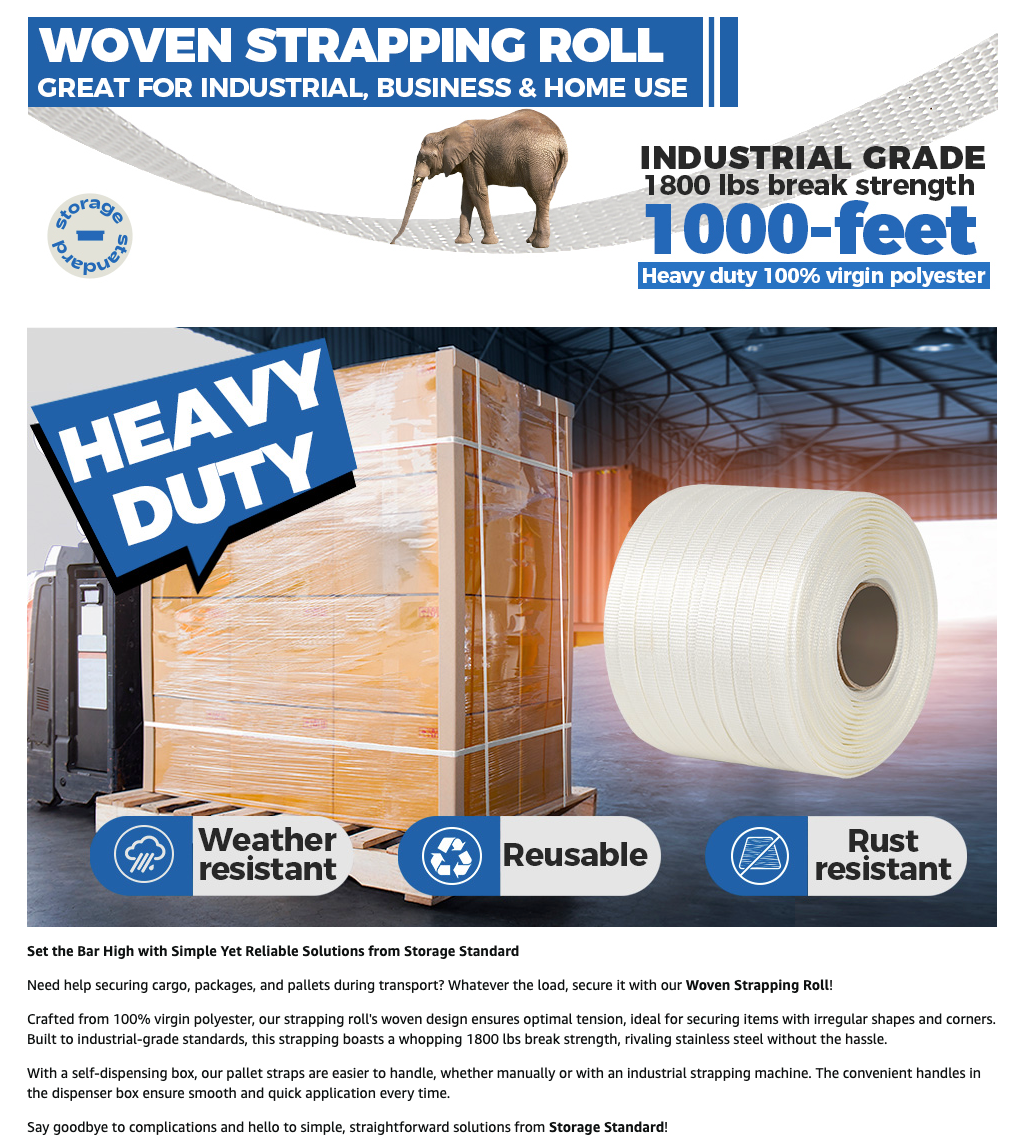 Heavy Duty Woven Cord Strapping Flat Rope - 1000ft x ½’’ Standard Wove ...