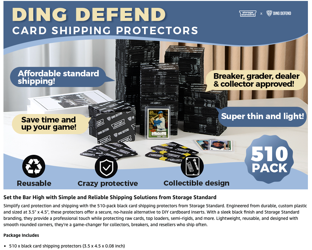 Ding Defend 510-Pack Trading Card Protector Shipping by Storage Standard - 3.5 x 4.5 Inch, Black