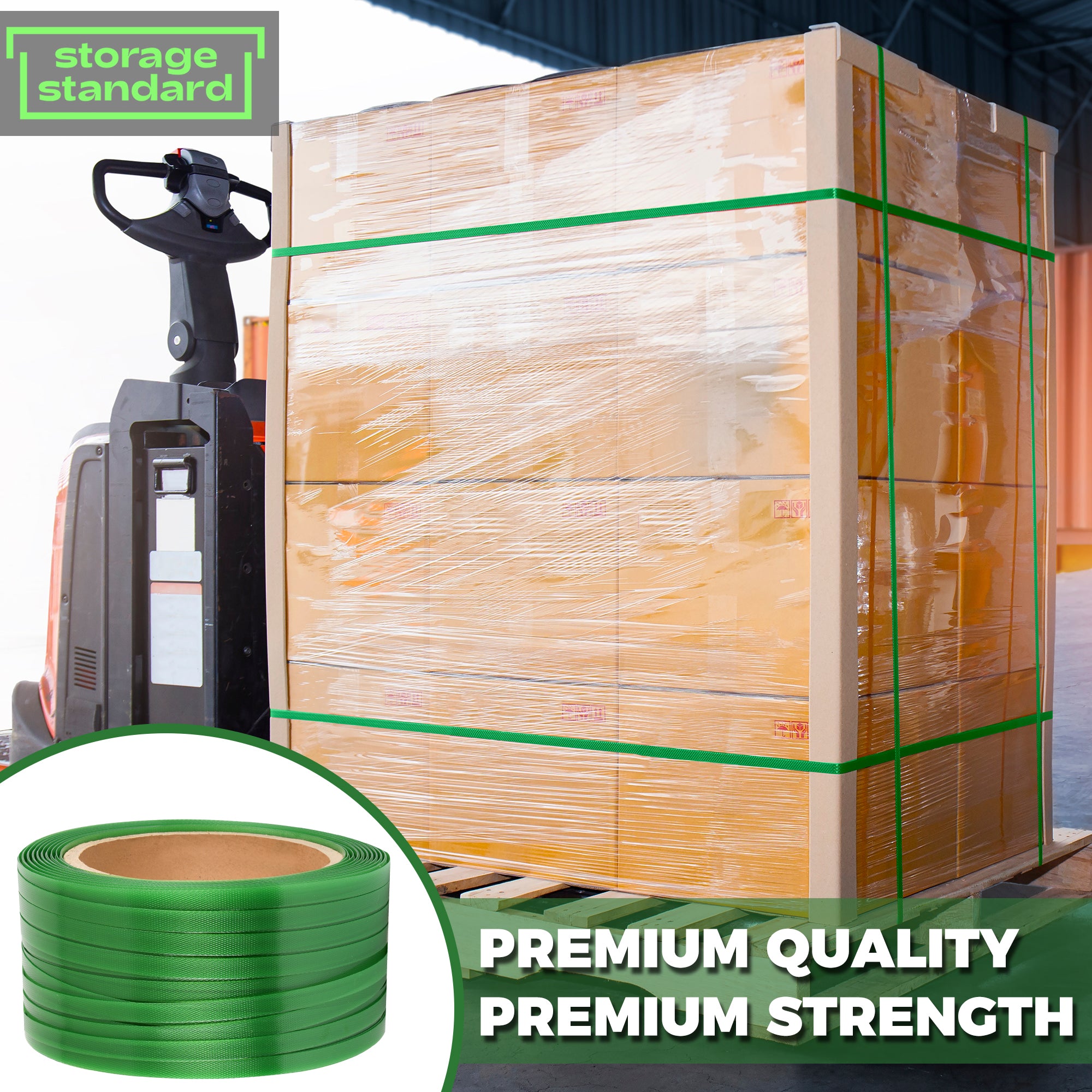 Polyester Pallets Heavy Duty Packaging Banding Strapping Roll with Dispenser Box 1400 lb ...